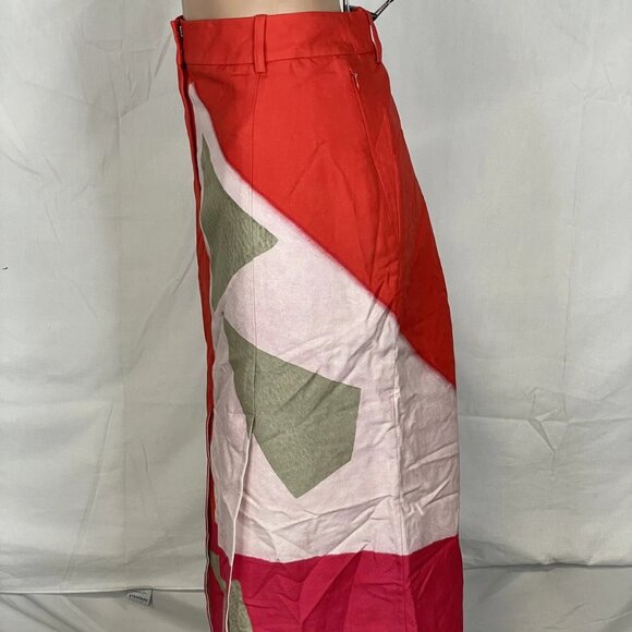 NEW AKRIS Women’s Abstract Midi Skirt – Red/Pink – Size 8 - Picture 3 of 6
